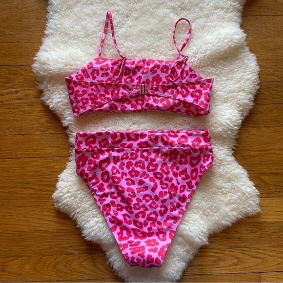 Red and Pink Leopard High Waisted Bikini NWOT - Picture 7 of 8